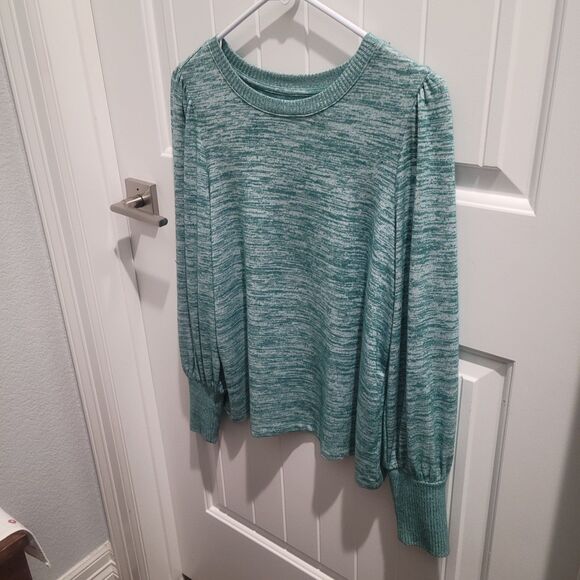 a.n.a Womens Petite Sweater PS Heather Green Heather Knit Top Balloon Sleeve - Picture 3 of 11
